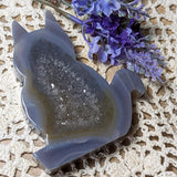 Druzy Agate Cat Carving~CRACAT10