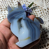 Druzy Agate Cat Carving~CRACAT12