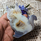 Druzy Agate Cat Carving~CRACAT13