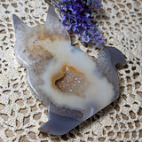 Druzy Agate Cat Carving~CRACAT13