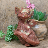 Red Lepidolite & Serpentine Dragon Carving~CRRLSDRG