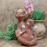 Red Lepidolite & Serpentine Dragon Carving~CRRLSDRG