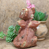 Red Lepidolite & Serpentine Dragon Carving~CRRLSDRG