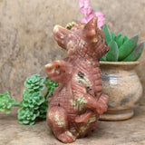 Red Lepidolite & Serpentine Dragon Carving~CRRLSDRG