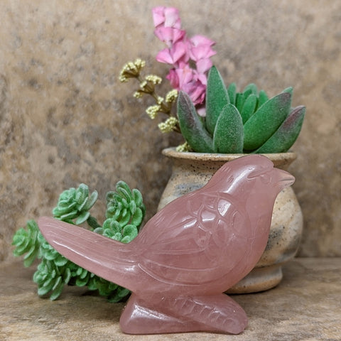 Rose Quartz Bird Carving~ CRRQBIRD