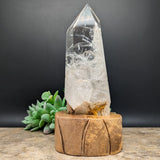 Quartz Crystal in Wood Stand~CRQCWS04
