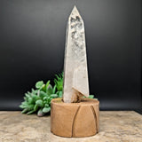 Quartz Crystal in Wood Stand~CRQCWS04