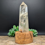 Quartz Crystal in Wood Stand~CRQCWS05