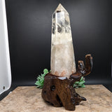 Golden Healer Quartz Crystal in Wood Branch Stand~CRQCWS09
