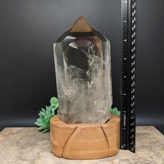 Quartz Crystal in Wood Stand~CRQCWS10