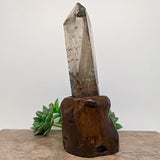 Lodolite Quartz Crystal in Wood Branch Stand~CRQCWS26